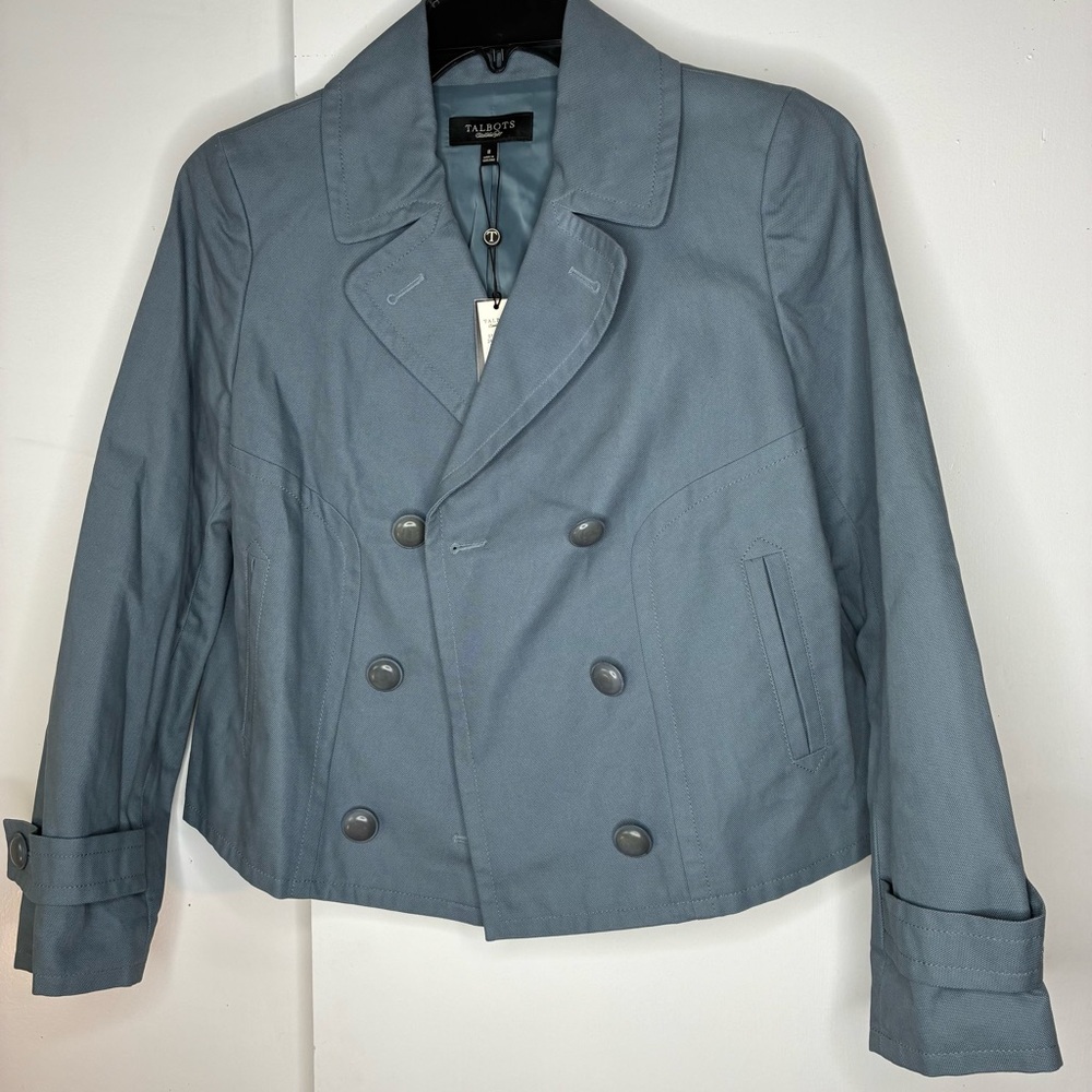 Blue Gray Talbots NWT Peacoat Blazer Classic Preppy Double Breasted Sz 8 nice